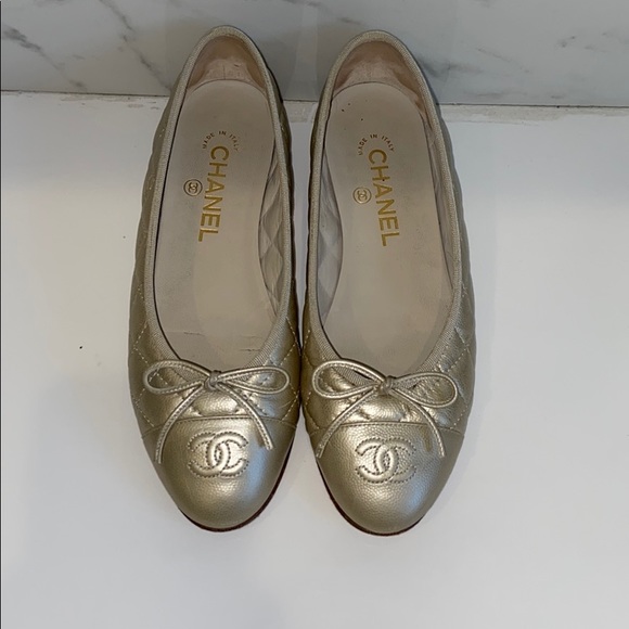 CHANEL Shoes - Chanel gold flats